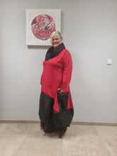 Load image into Gallery viewer, Mädchenglück Kleid Rot -Schwarz und Schwarz-Schwarz Memory Taft 3 Größen 38 bis 60

