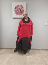 Lade das Bild in den Galerie-Viewer, Mädchenglück Kleid Rot -Schwarz und Schwarz-Schwarz Memory Taft 3 Größen 38 bis 60
