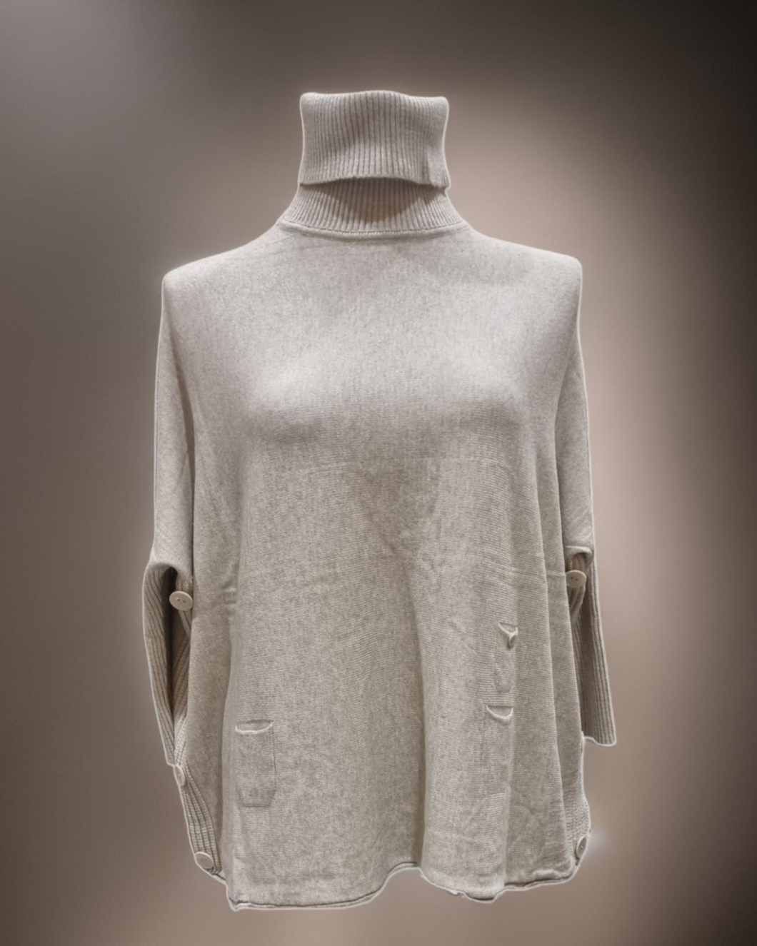 Kuscheliger Rollkragenpullover alle Größen in Beige mit weiterem Hals