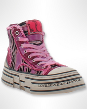 Lade das Bild in den Galerie-Viewer, Rebecca White Sneaker Zebra Velvet Fuchsia
